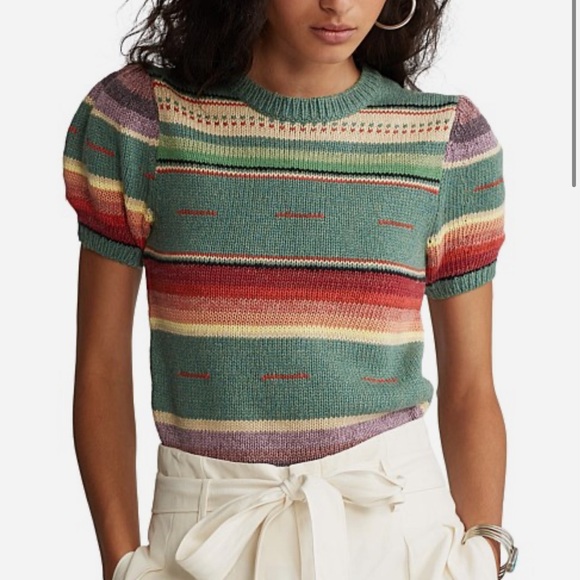 Polo Ralph Lauren Sweaters - Polo Ralph Lauren Serape Stripe Cotton Silk Sweater, L
